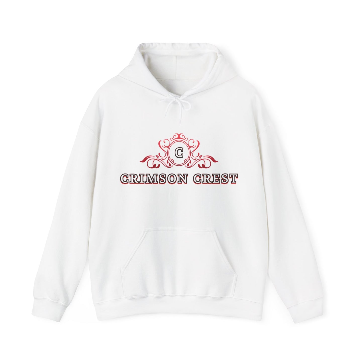 Crimson Crest white hoodie