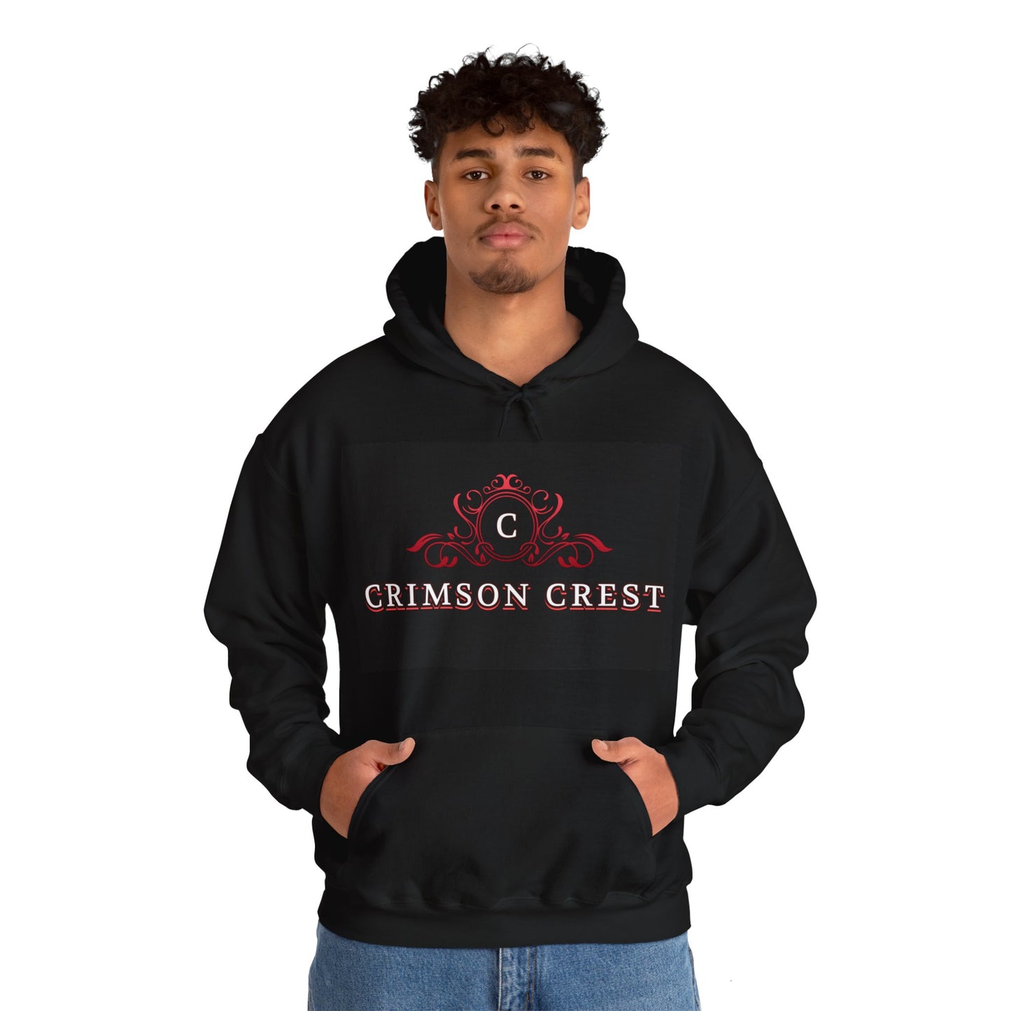 Crimson Crest black hoodie