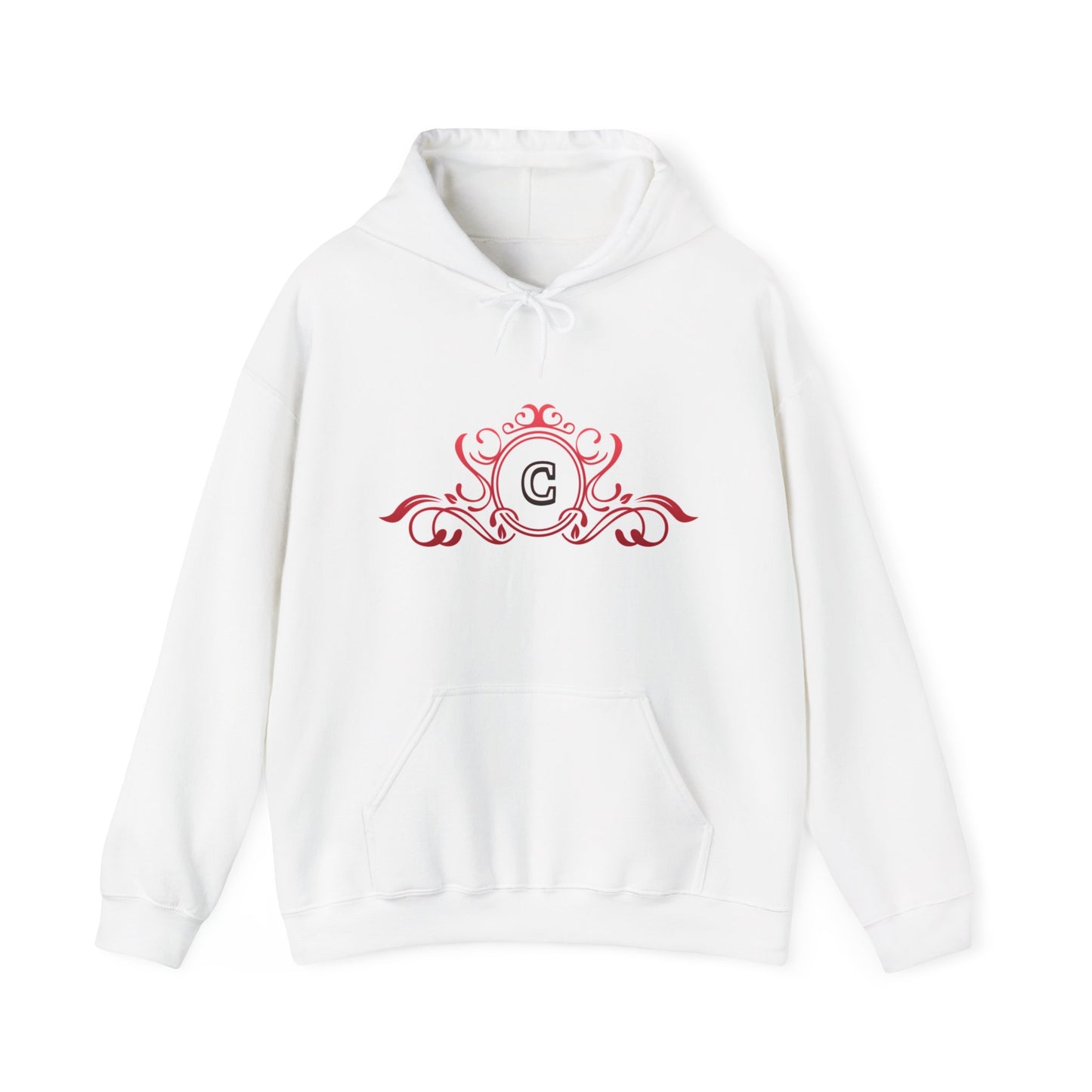 Crimson Crest white hoodie V2