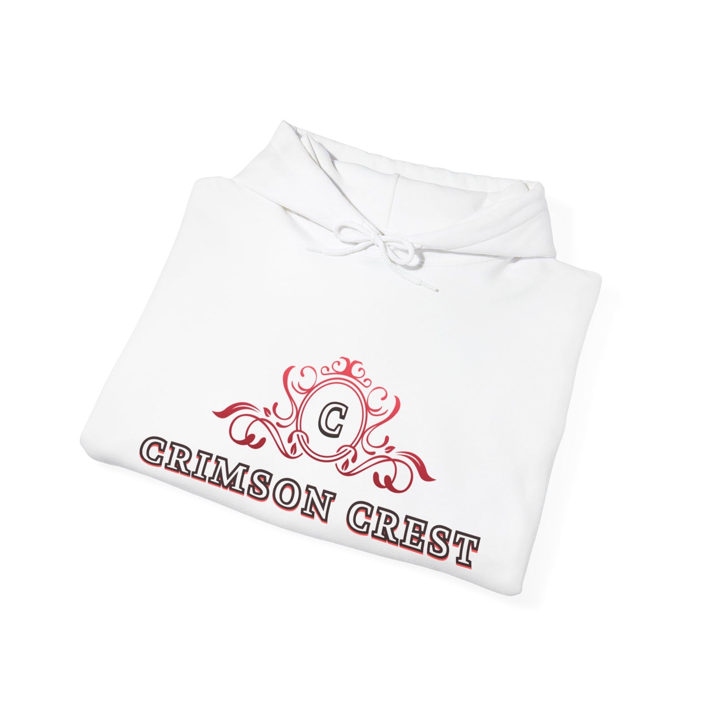 Crimson Crest white hoodie