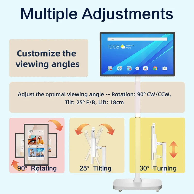 Standby me 22 24 27 32 inch Moving Smart portable Television Monitor Touch Screen Rolling Rechargeable Tv Stand On Wheels