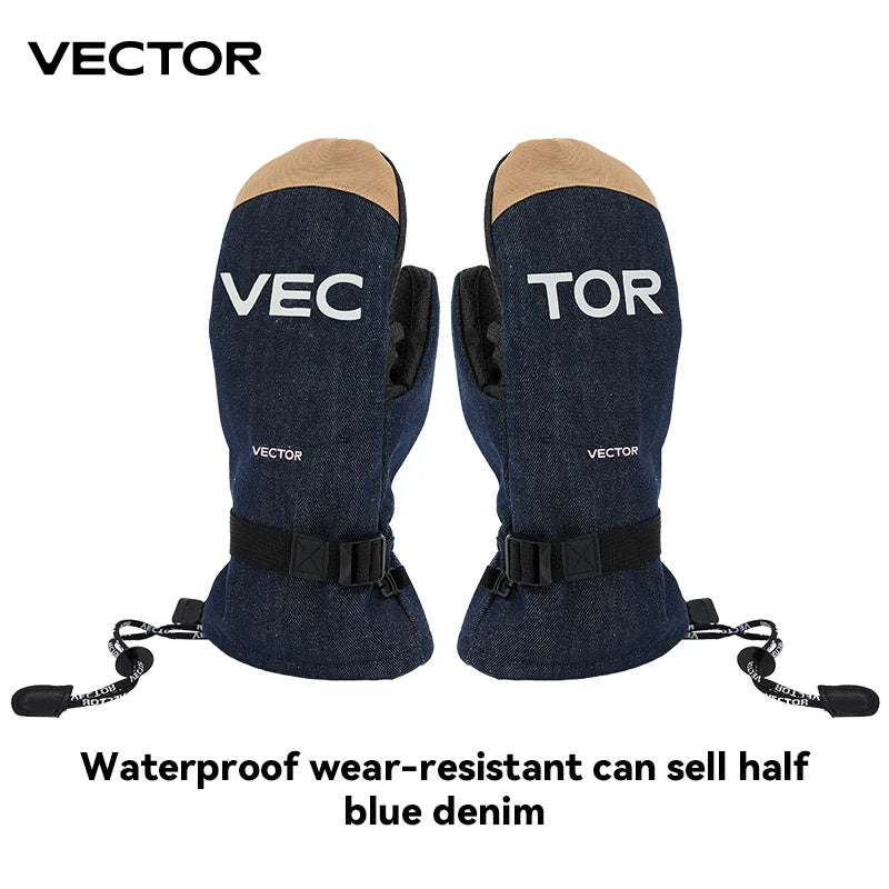 Vector Women's Men's Outdoor Double Board Snowboarding Waterproof Wear-resistant Semi Detachable Gloves 3M Cotton