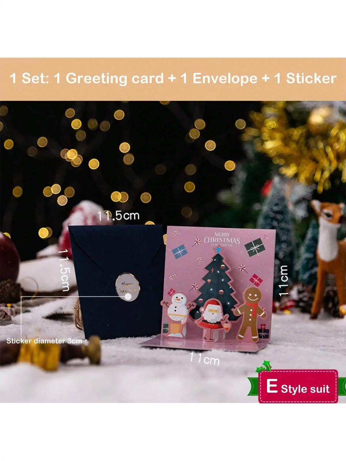 6PCS Christmas Eve 3D three-dimensional greeting card creative gift message card holiday greeting card