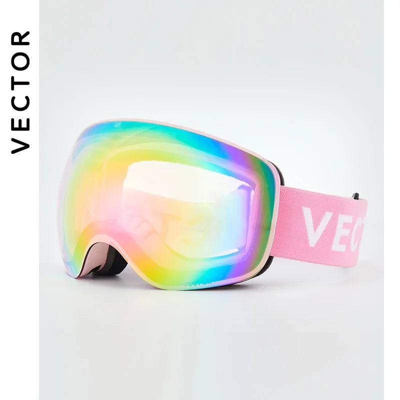 VECTOR OTG Ski Snowboard Goggles Women Men Skiing Eyewear UV 400 Snow Protection Glasses Adult Double Spherical Mirror Magnetic