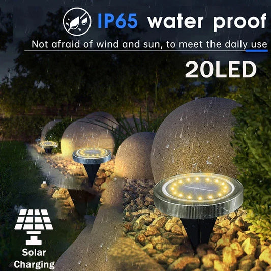 Solar Powered Ground Lights IP65 Waterproof Outdoor LED Disk Lights for Garden Non-Slip Landscape Path Lighting for Patio Lawn