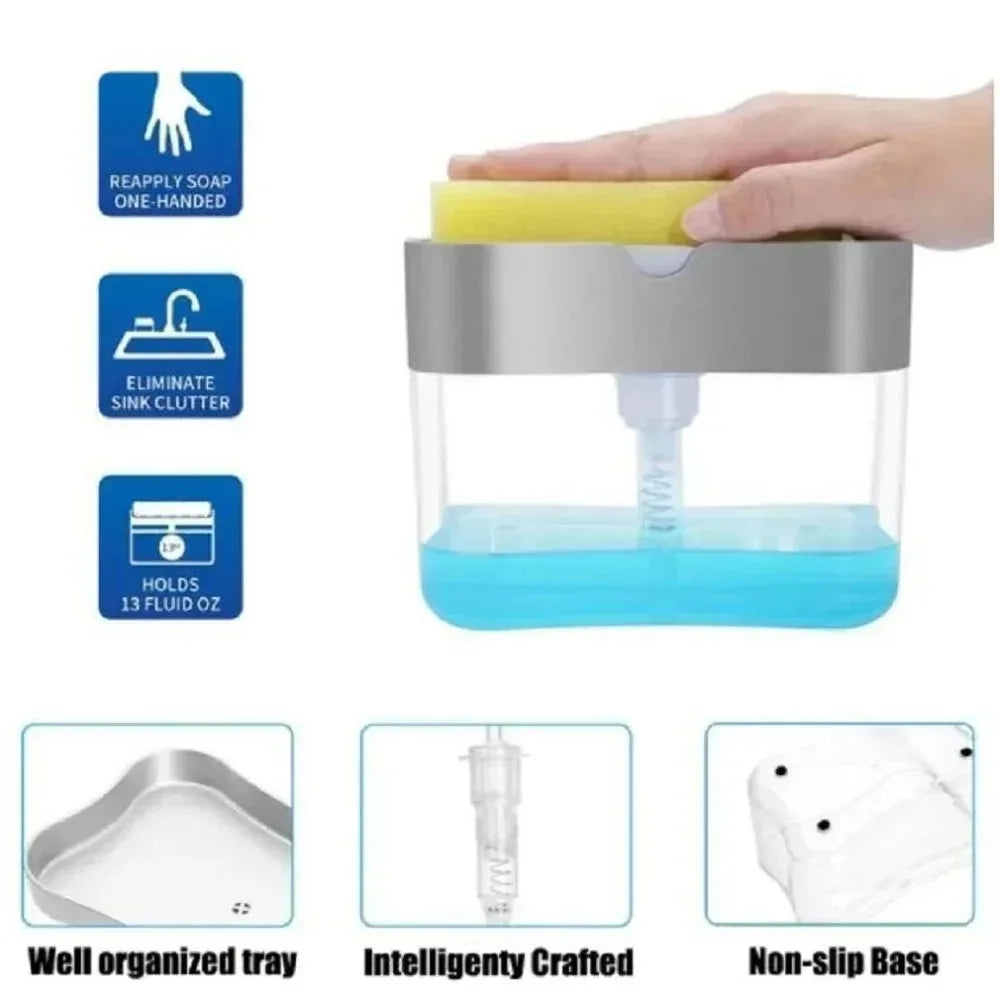 Dish Soap Press Liquid Outlet Box Press Type Automatic Filling Box Soap Box Scouring Pad Washing Liquid Storage Box