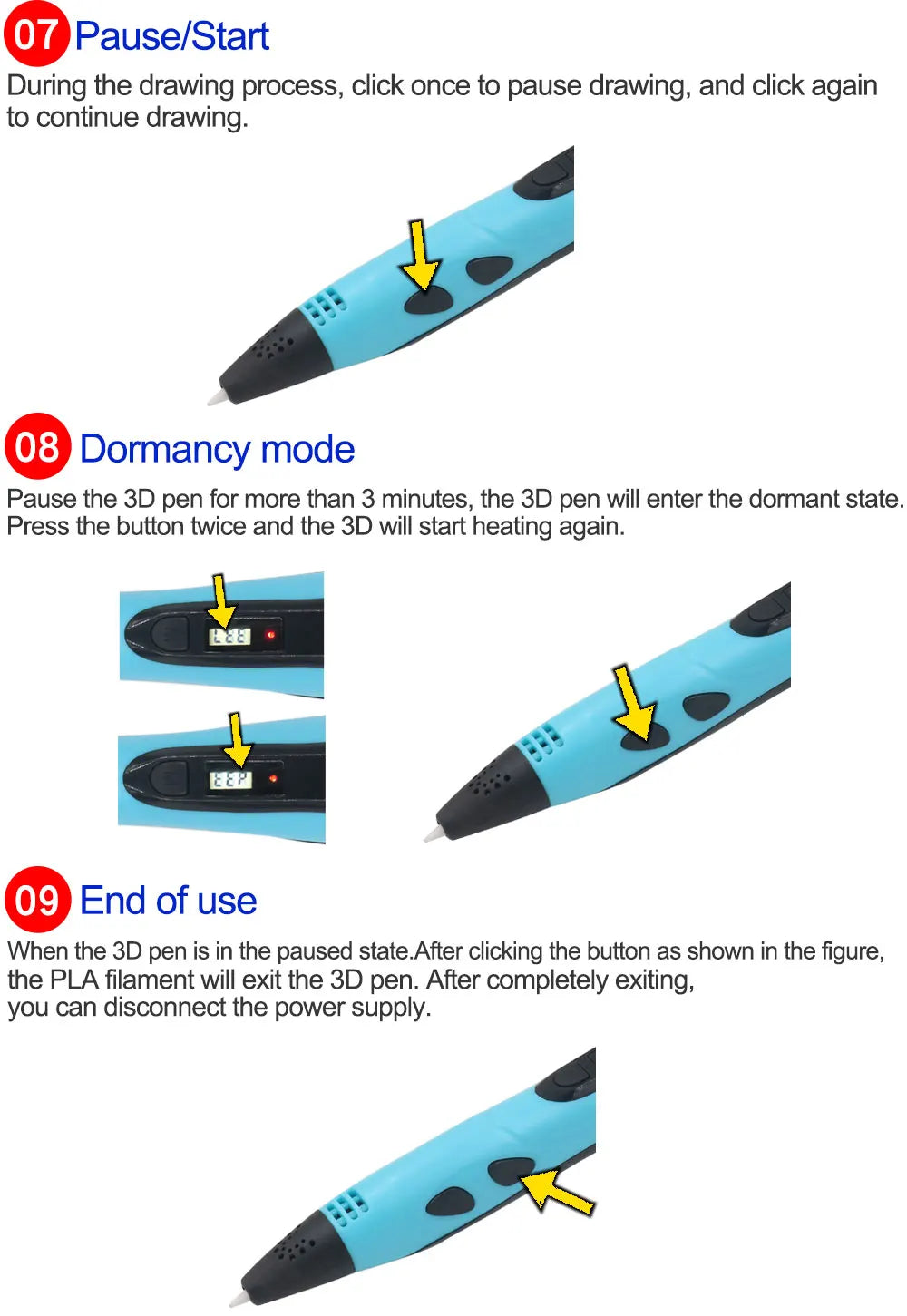 2024 New 3D Printing Pen 3D Pen for Children with Power Adapter 200M PLA Filament Travel Case Birthday Christmas Gift for Kids