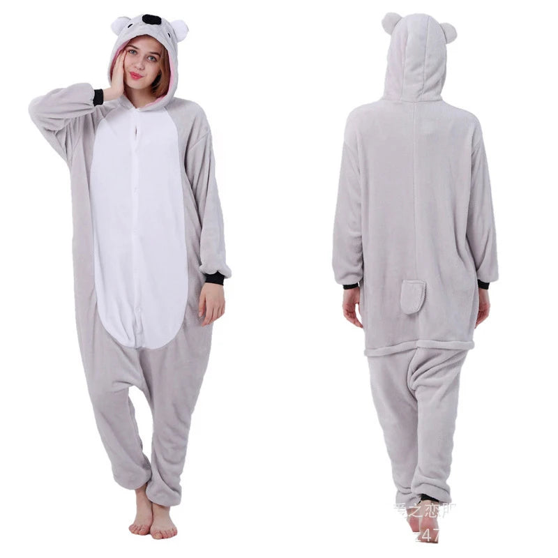 Unisex Adult Onesie Pajamas Bear Cat Animal One Piece Costume Halloween Christmas Cosplay Sleepwear Cartoon Frog Panda Jumpsuits