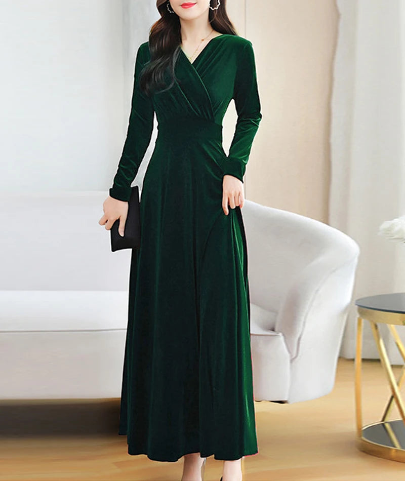 Christmas Wedding Bridesmaid Party Long Dress Evening Elegant Velvet Formal Muslim Abaya Robe Gown Maxi Dress For Women Clothin