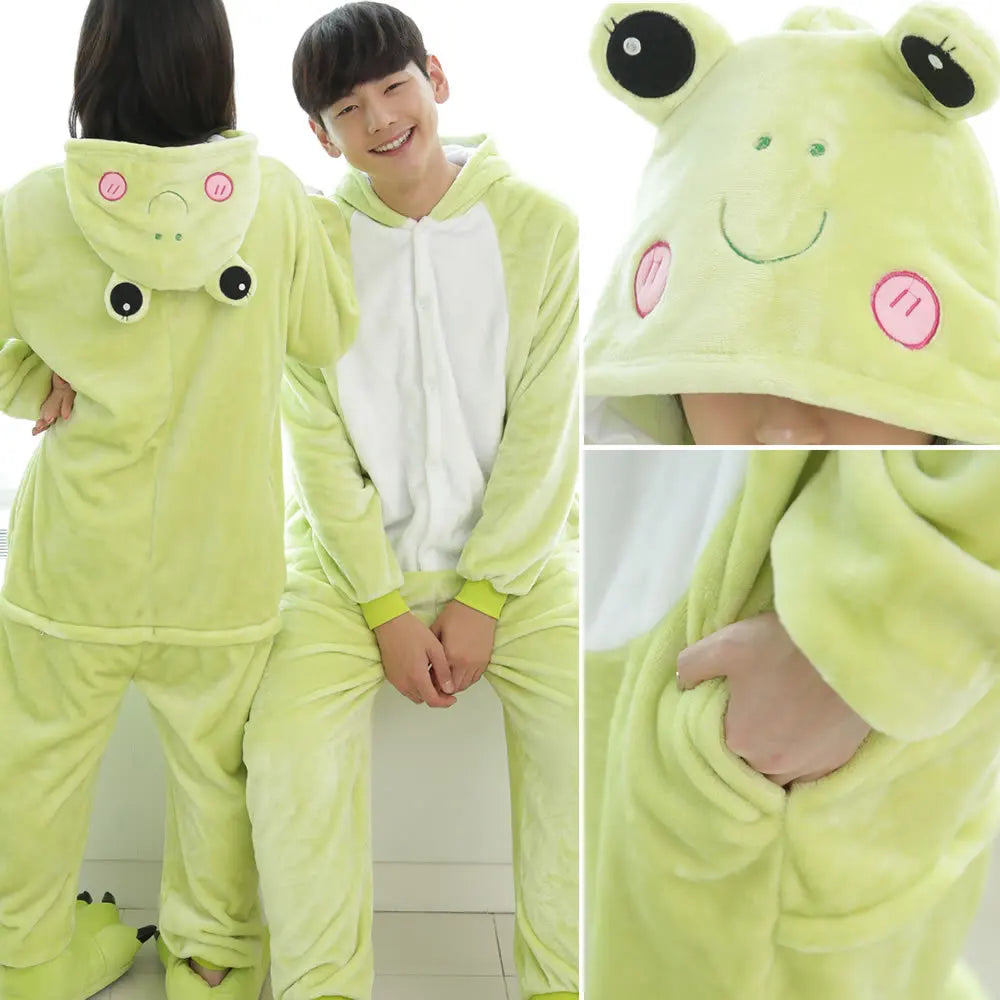 Unisex Adult Onesie Pajamas Bear Cat Animal One Piece Costume Halloween Christmas Cosplay Sleepwear Cartoon Frog Panda Jumpsuits