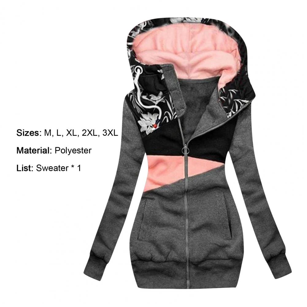 Stylish Hoodie Coat Zipper All Match Outwear Warm Pockets Sweatshirt