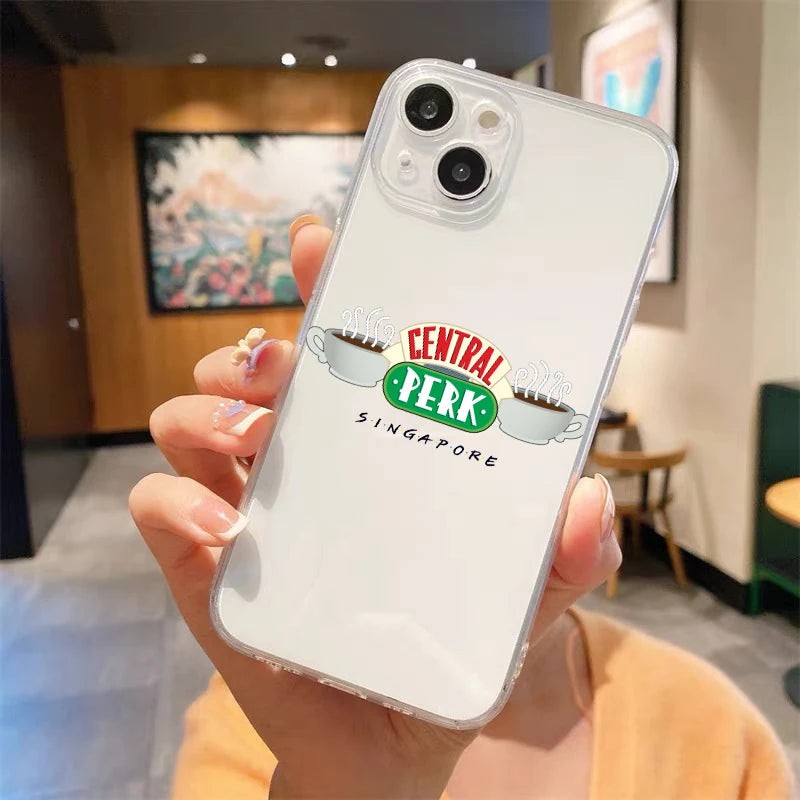 Friends TV Show Central Perk Luxury Transparent Soft Phone Case For iPhone 15 14 13 12 11 Pro Max XS X XR 7 8 Plus Cover Fundas