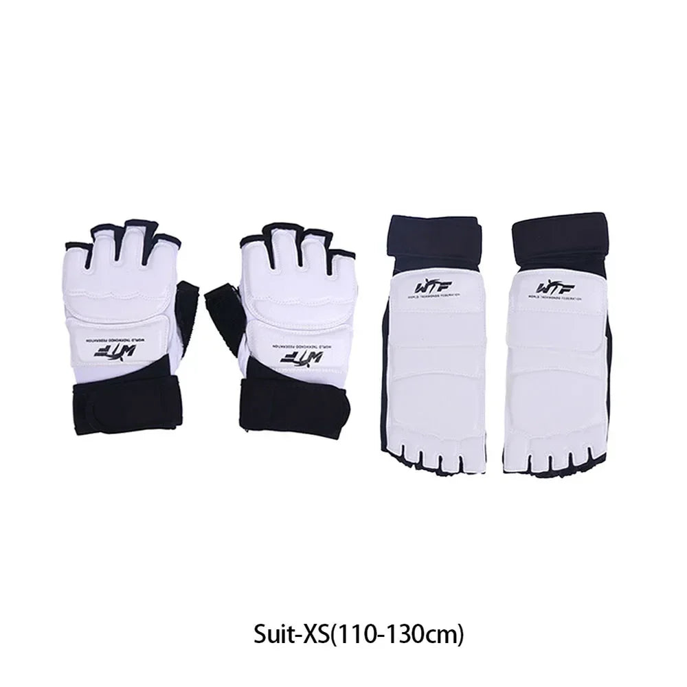 1 Pair Taekwondo Legguard Handguard Gloves Half Finger Sponge Protector Karate Boxing Competition Training Protective Gloves