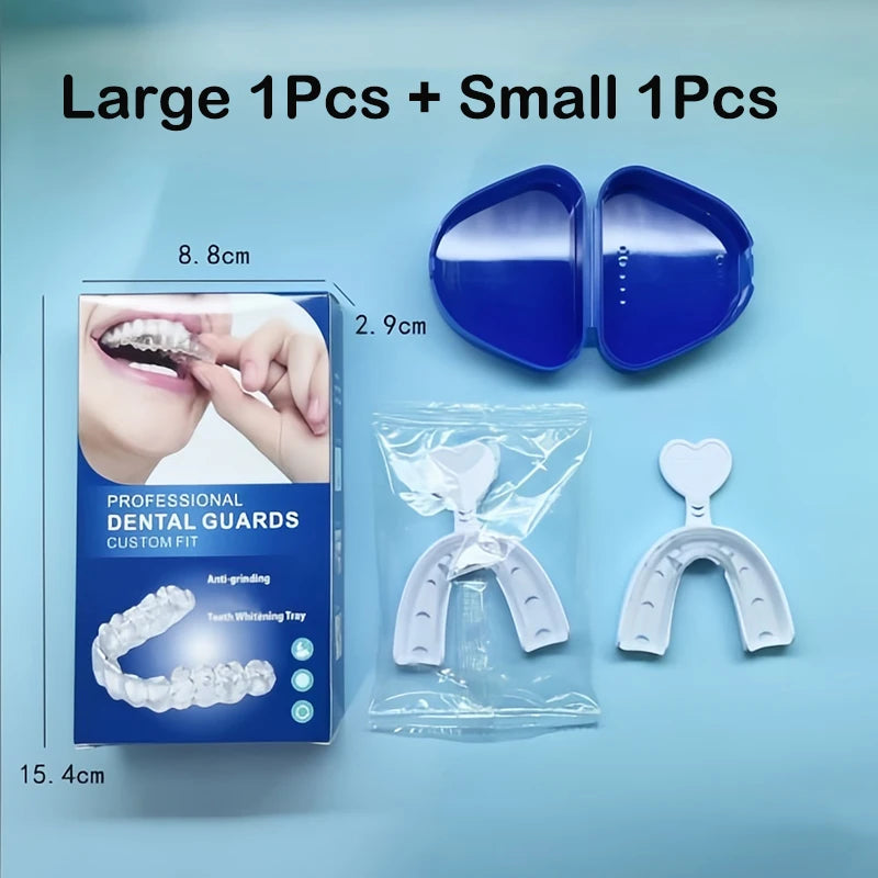 2 Pack Mouth Guard for Grinding Teeth with Tray Moldable Dental Guard for Sleeping Bruxism Teeth Whitening Protector Retainer