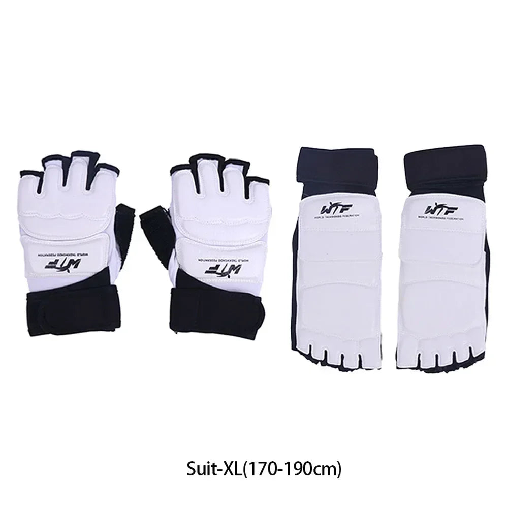 1 Pair Taekwondo Legguard Handguard Gloves Half Finger Sponge Protector Karate Boxing Competition Training Protective Gloves