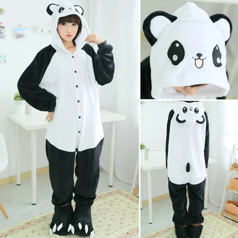 Unisex Adult Onesie Pajamas Bear Cat Animal One Piece Costume Halloween Christmas Cosplay Sleepwear Cartoon Frog Panda Jumpsuits