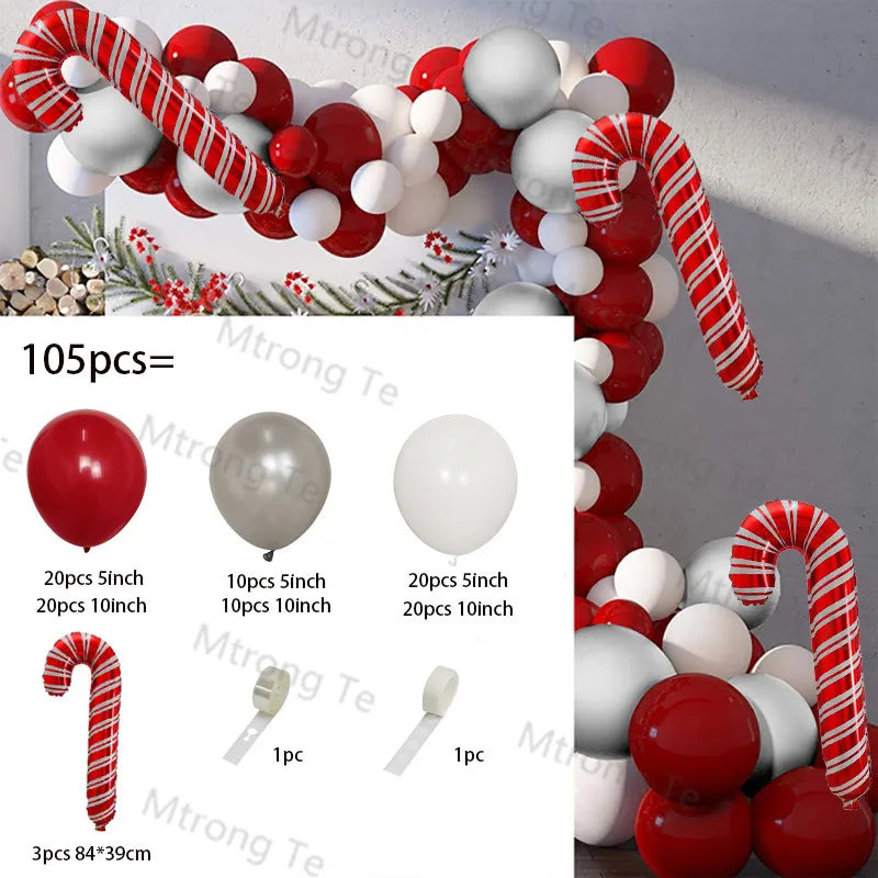 Christmas Balloons Garland Arch Red Green Ballon Crutch Burst Star Santa Gift Box Foil Baloon New Year Decoration Christmas