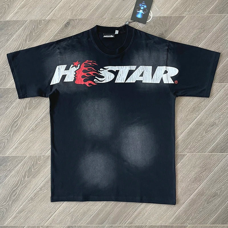 Hellstar Studios Gel Sport Logo Cotton wash short sleeve T-shirt European and American fashion