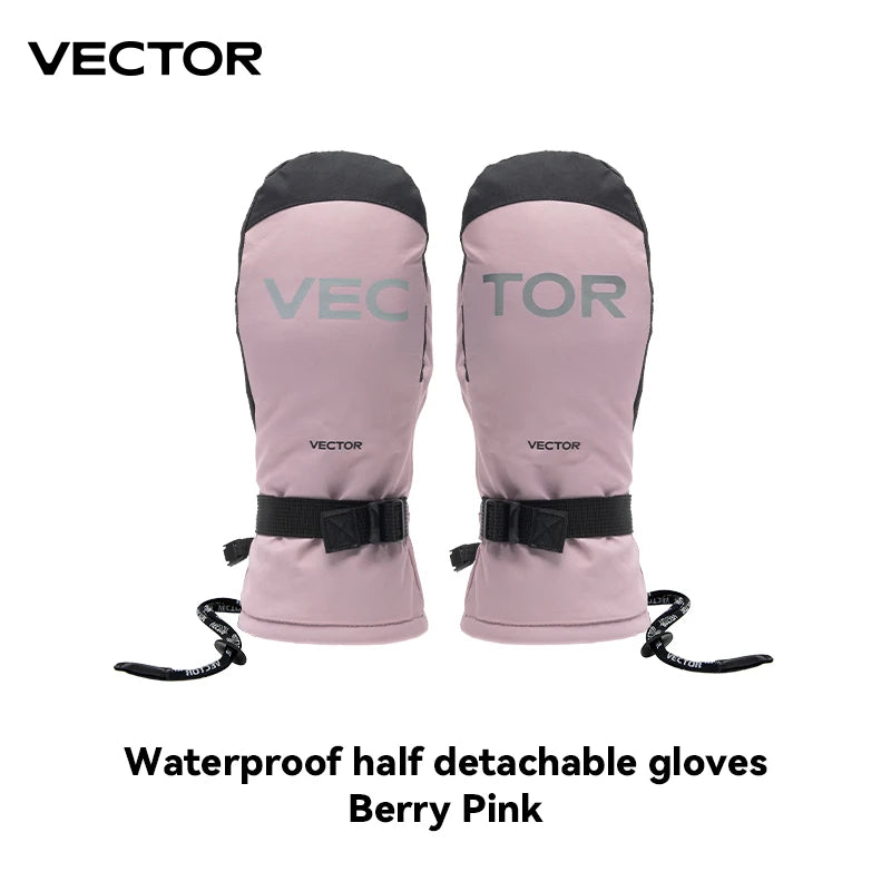 Vector Women's Men's Outdoor Double Board Snowboarding Waterproof Wear-resistant Semi Detachable Gloves 3M Cotton