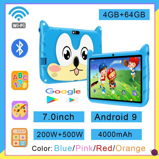 New 7.0-inch 5G WiFi Children's Gift Tablet with 4GB RAM and 64GB ROM Supports Bluetooth, Education, Gaming, Android 9.0