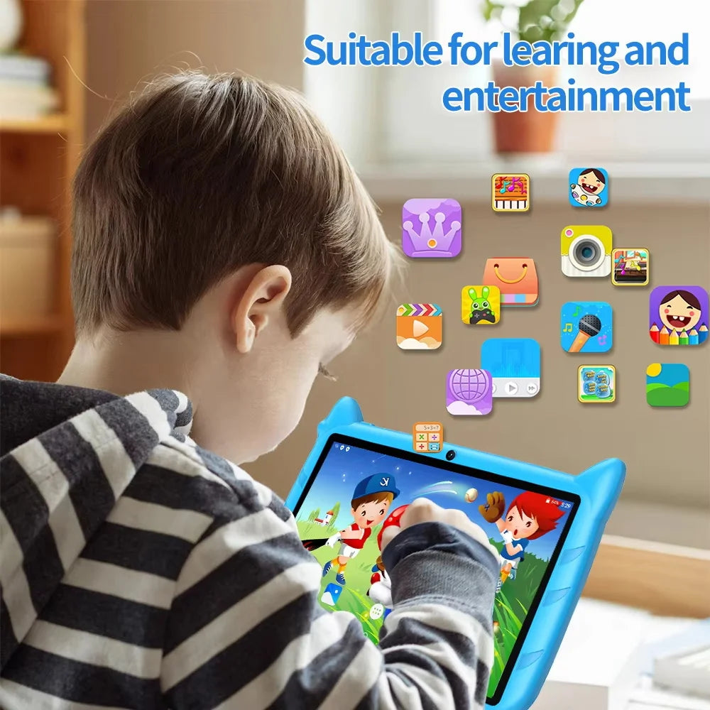 New 7.0-inch 5G WiFi Children's Gift Tablet with 4GB RAM and 64GB ROM Supports Bluetooth, Education, Gaming, Android 9.0