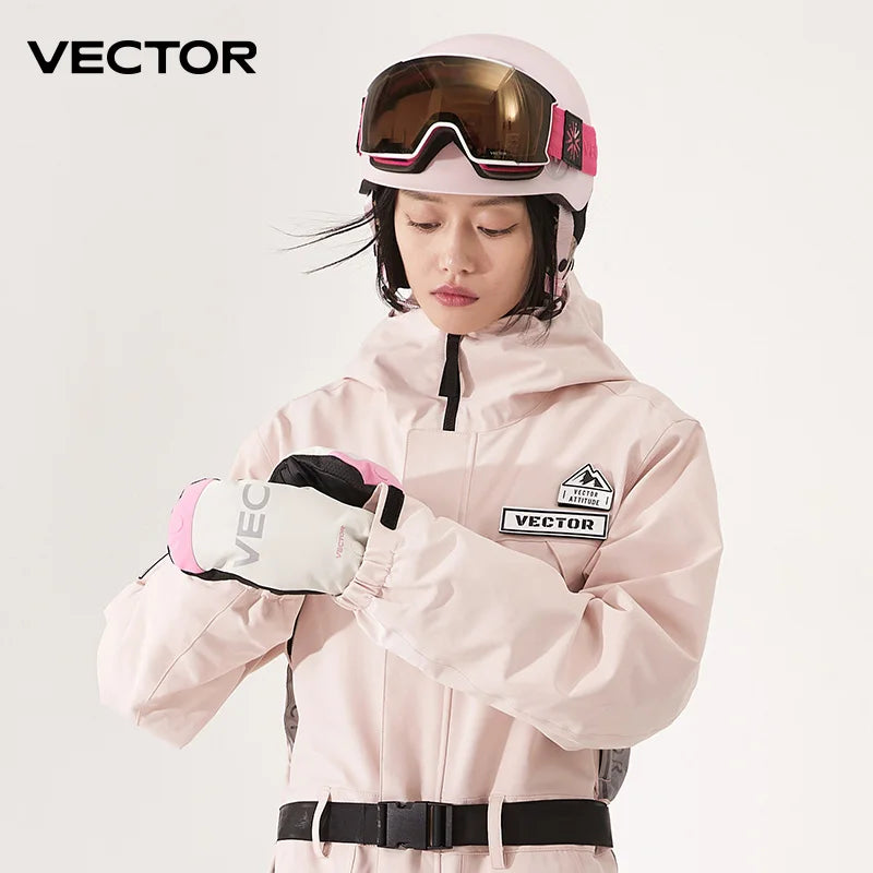 Vector Women's Men's Outdoor Double Board Snowboarding Waterproof Wear-resistant Semi Detachable Gloves 3M Cotton