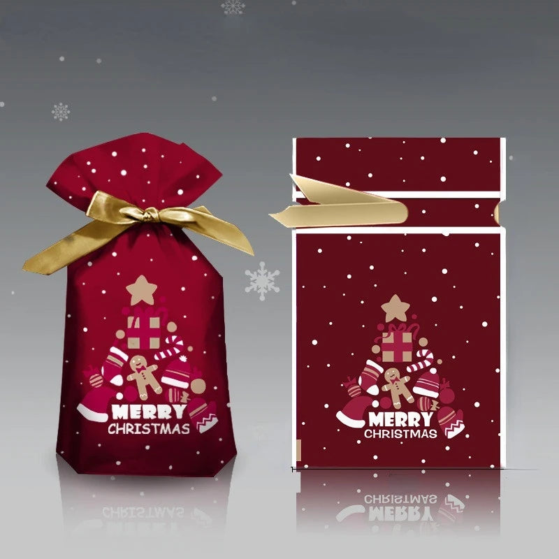 20Pcs New Year Christmas Candy Packaging Santa Gift Bag Xmas Plastic Bag Christmas Decorations for Home