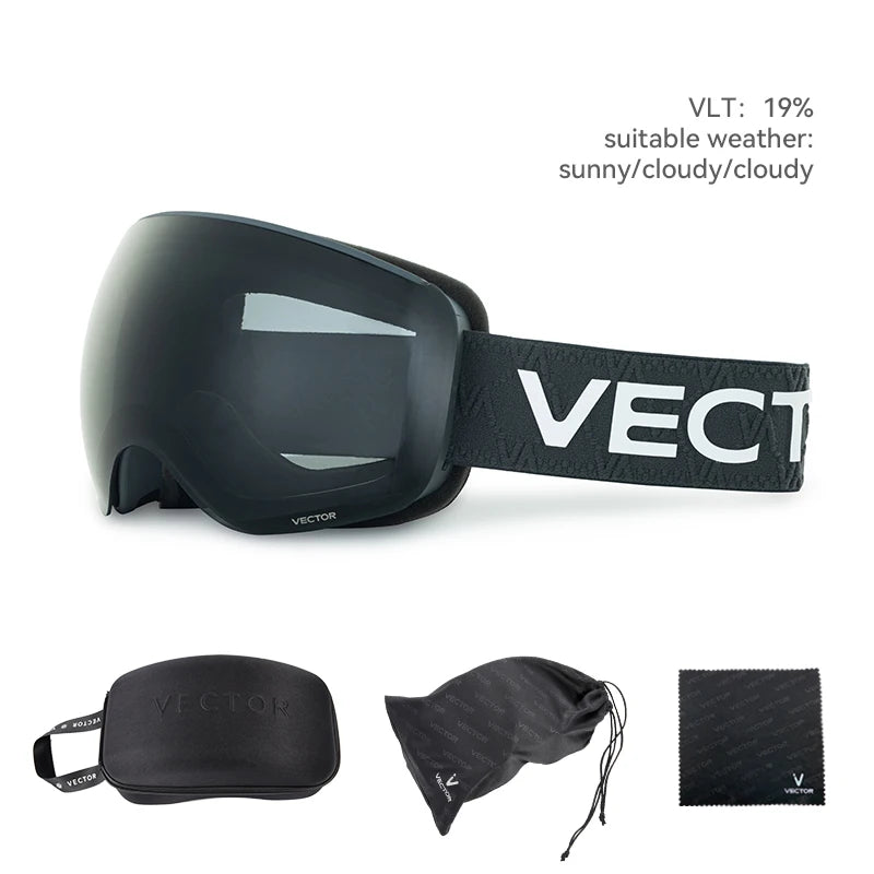 VECTOR OTG Ski Snowboard Goggles Women Men Skiing Eyewear UV 400 Snow Protection Glasses Adult Double Spherical Mirror Magnetic