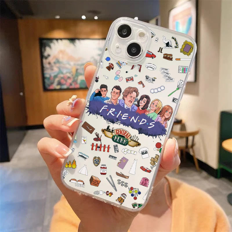 Friends TV Show Central Perk Luxury Transparent Soft Phone Case For iPhone 15 14 13 12 11 Pro Max XS X XR 7 8 Plus Cover Fundas