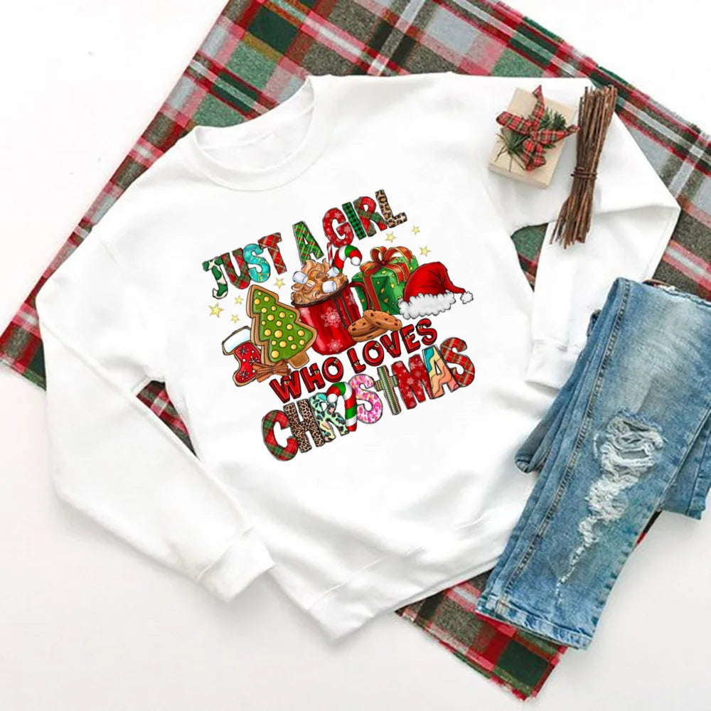 Hot Cocoa Chocolates Cake Printed Sweatshirt Women Christmas Hoodie Tops Holiday Sweater Female Winter Holidy Outfit Sweatshirts