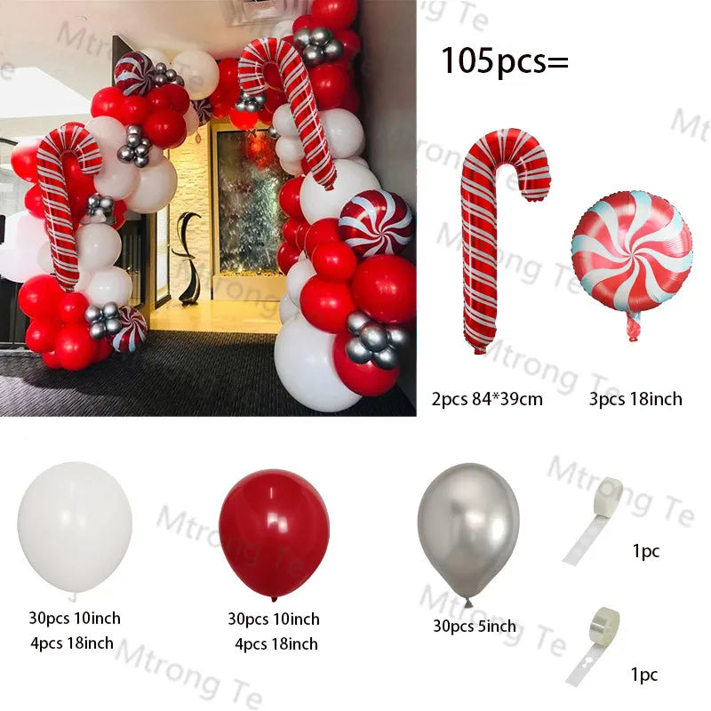 Christmas Balloons Garland Arch Red Green Ballon Crutch Burst Star Santa Gift Box Foil Baloon New Year Decoration Christmas