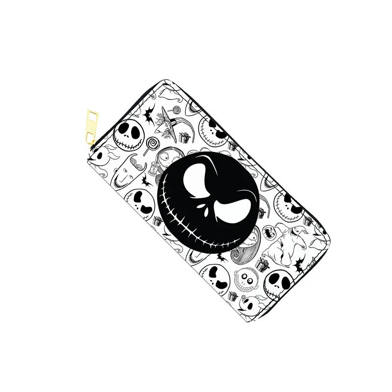 Disney Nightmare Before Christmas Zipper PU Wallet Jack Skellington Movie Figures MultiFunction Long Style Money Bag Women Gifts