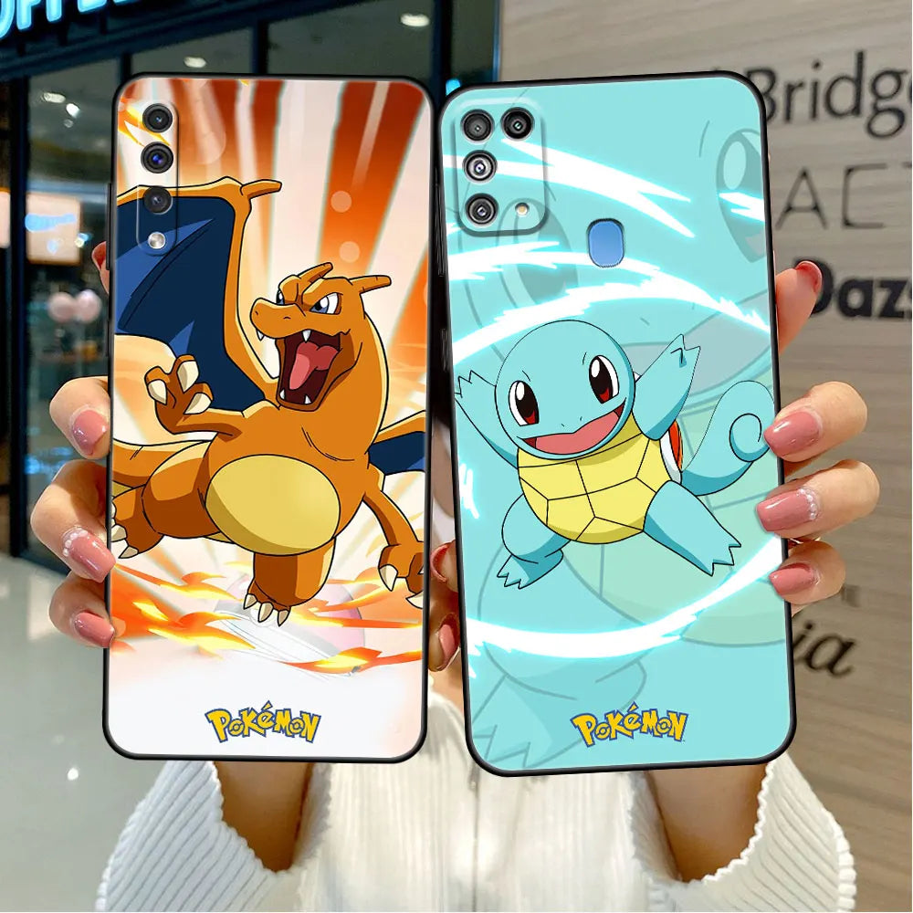 Case For Samsung Galaxy A50 A70 A30 A20s A20e A10 A40 A10s A10e M52 M51 M30s M13 5G Black Phone Cover Pokemon Pikachu