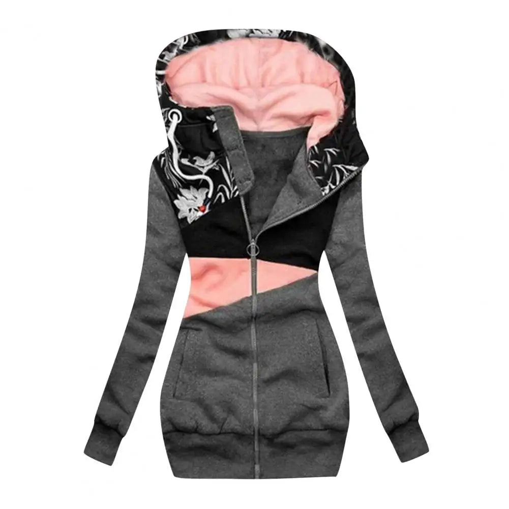 Stylish Hoodie Coat Zipper All Match Outwear Warm Pockets Sweatshirt