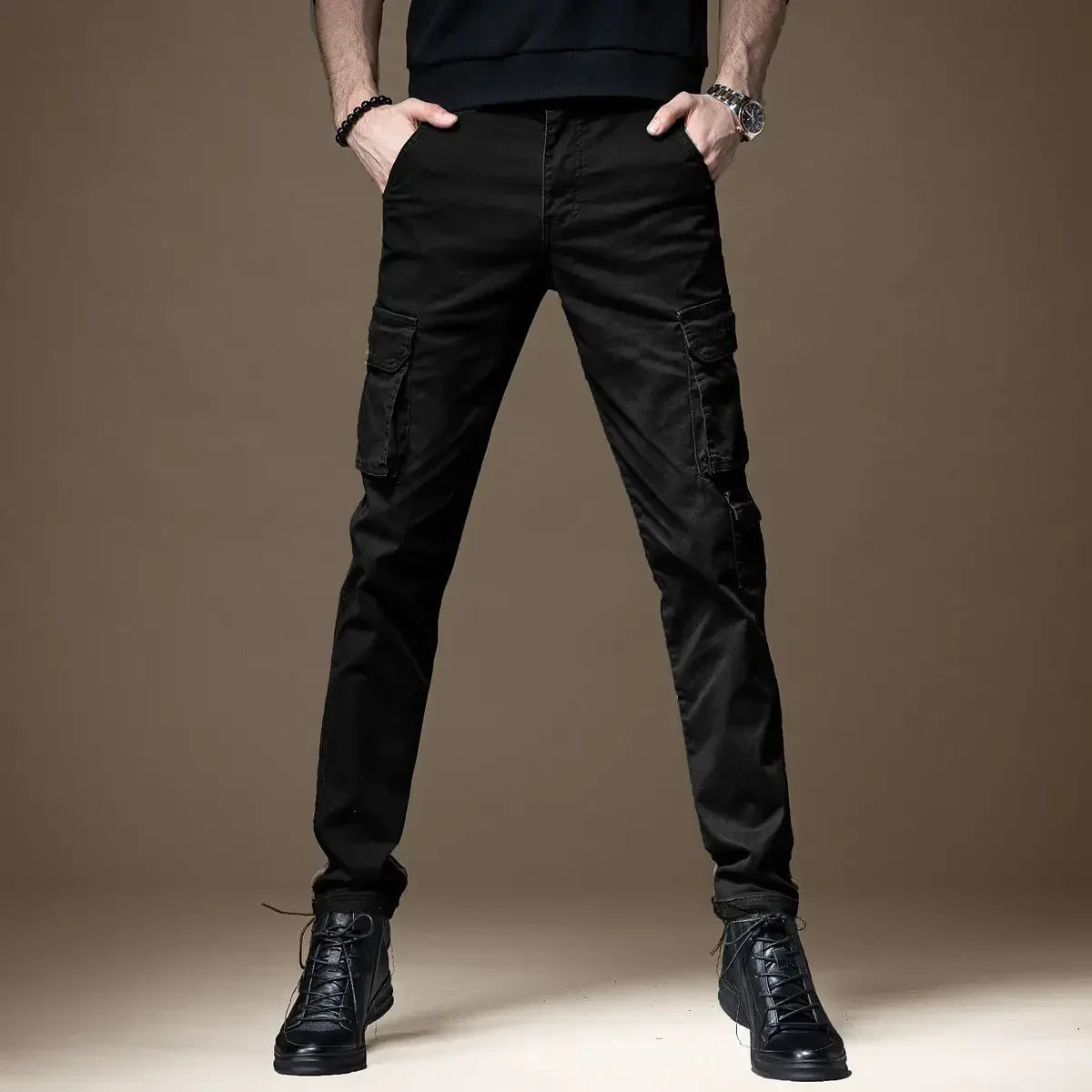 Trousers Man Black Slim Cargo Pants For Men Loose Korean Luxury With High Quality Long New In Oversize Designer Cheapest