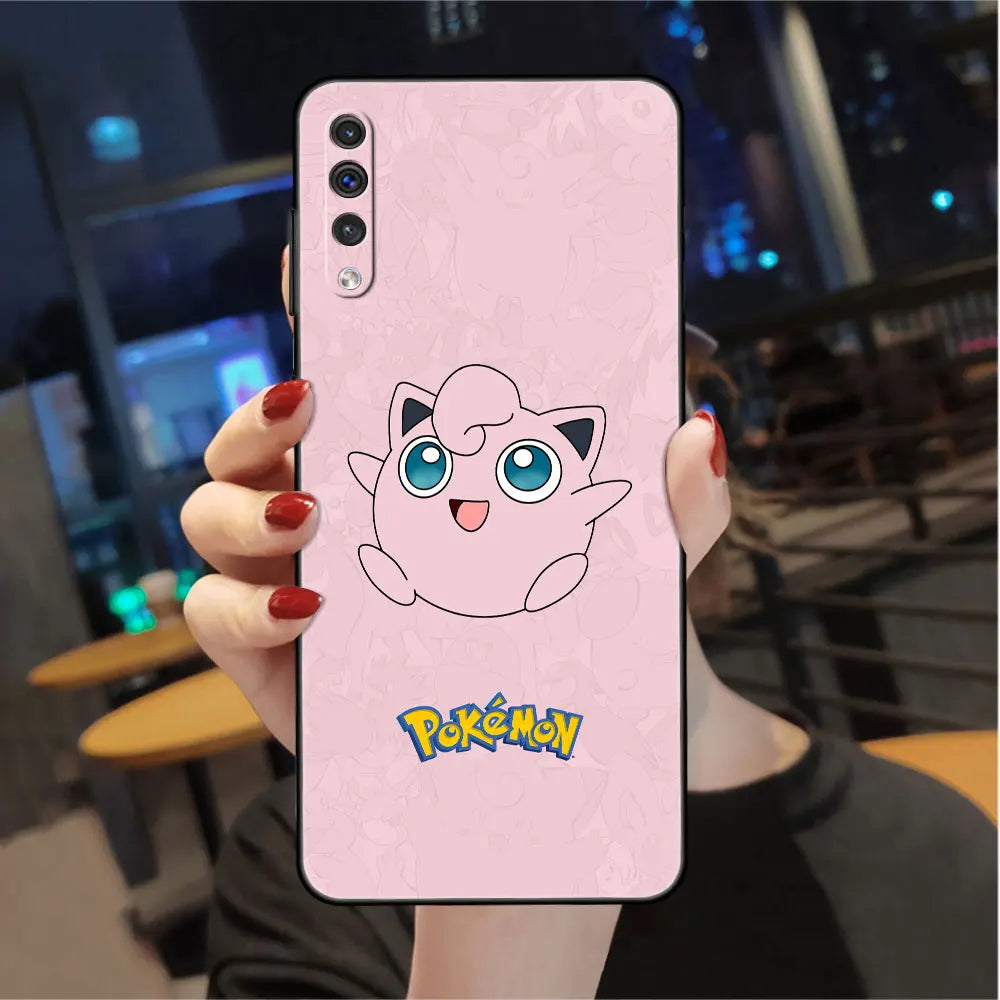 Case For Samsung Galaxy A50 A70 A30 A20s A20e A10 A40 A10s A10e M52 M51 M30s M13 5G Black Phone Cover Pokemon Pikachu