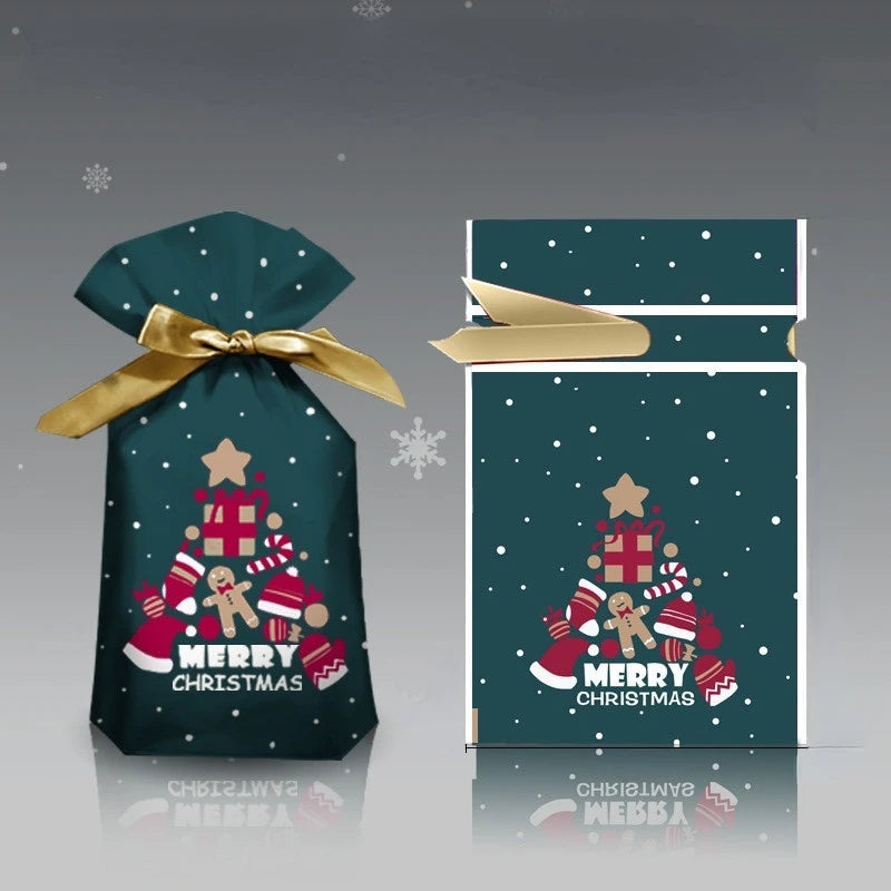 20Pcs New Year Christmas Candy Packaging Santa Gift Bag Xmas Plastic Bag Christmas Decorations for Home