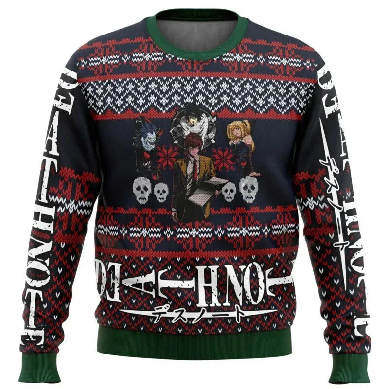 Death Note Naughty List Ugly Christmas Sweater Gift Santa Claus Pullover Men 3D Sweatshirt And Top Autumn And Winter Clothi