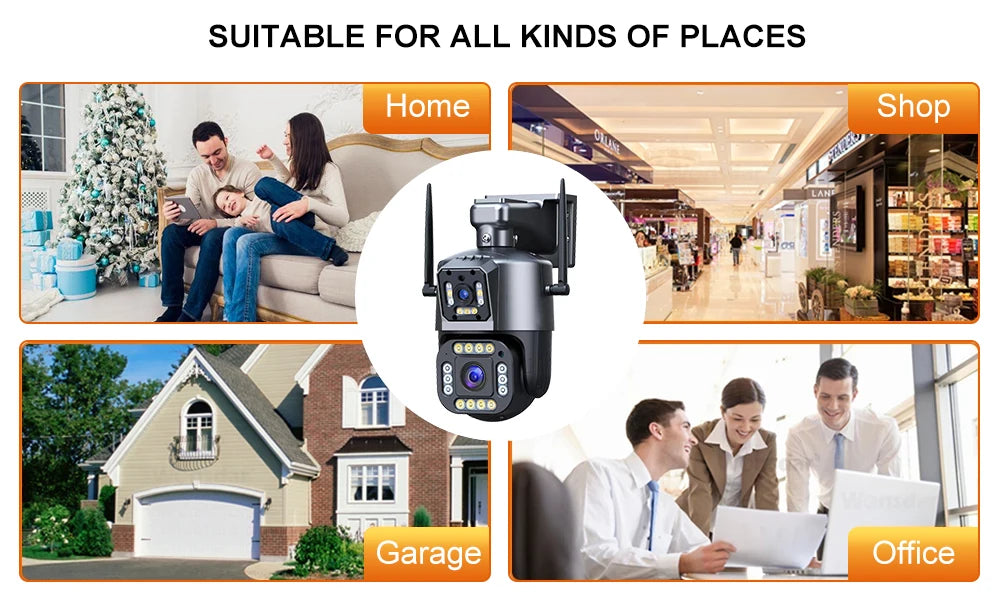 SANSCO 4K 8MP Dual Lens PTZ WIFI Camera Dual Screen 4MP HD Wireless Outdoor IP Camera AI Human Tracking Surveillance IPC360 Home