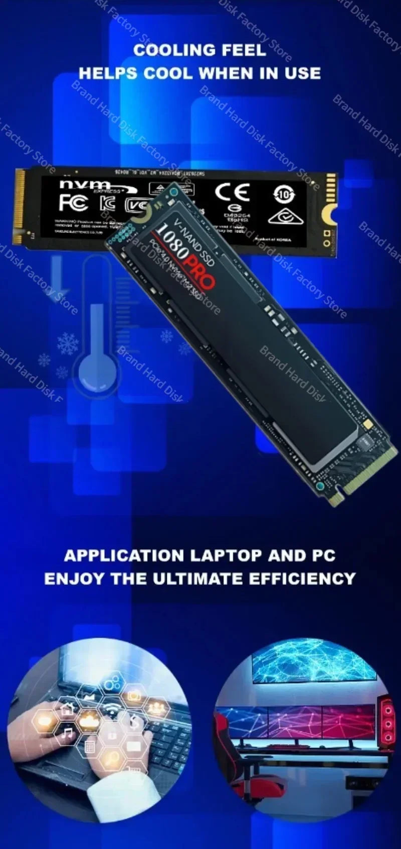 Newest 1080pro SSD NVMe M.2 2280 1TB 2TB 4TB 8TB Hard Disk Internal Solid State Drive PCIe 5.0 for PS5 Laptop PC Desktop Laptop