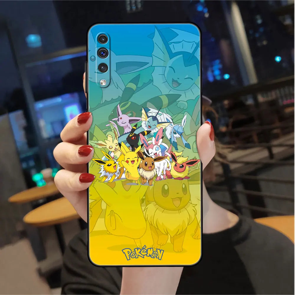 Case For Samsung Galaxy A50 A70 A30 A20s A20e A10 A40 A10s A10e M52 M51 M30s M13 5G Black Phone Cover Pokemon Pikachu