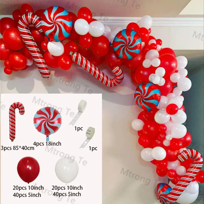 Christmas Balloons Garland Arch Red Green Ballon Crutch Burst Star Santa Gift Box Foil Baloon New Year Decoration Christmas