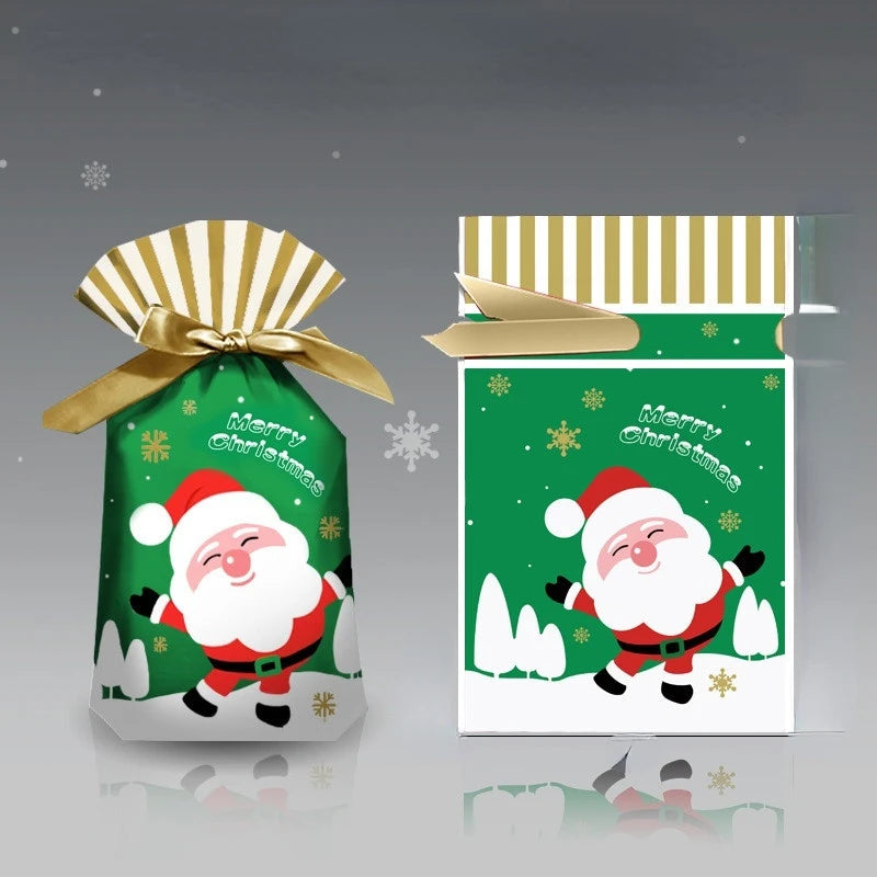 20Pcs New Year Christmas Candy Packaging Santa Gift Bag Xmas Plastic Bag Christmas Decorations for Home