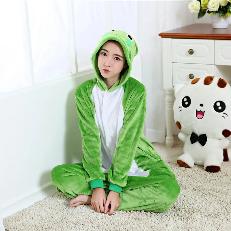 Unisex Adult Onesie Pajamas Bear Cat Animal One Piece Costume Halloween Christmas Cosplay Sleepwear Cartoon Frog Panda Jumpsuits