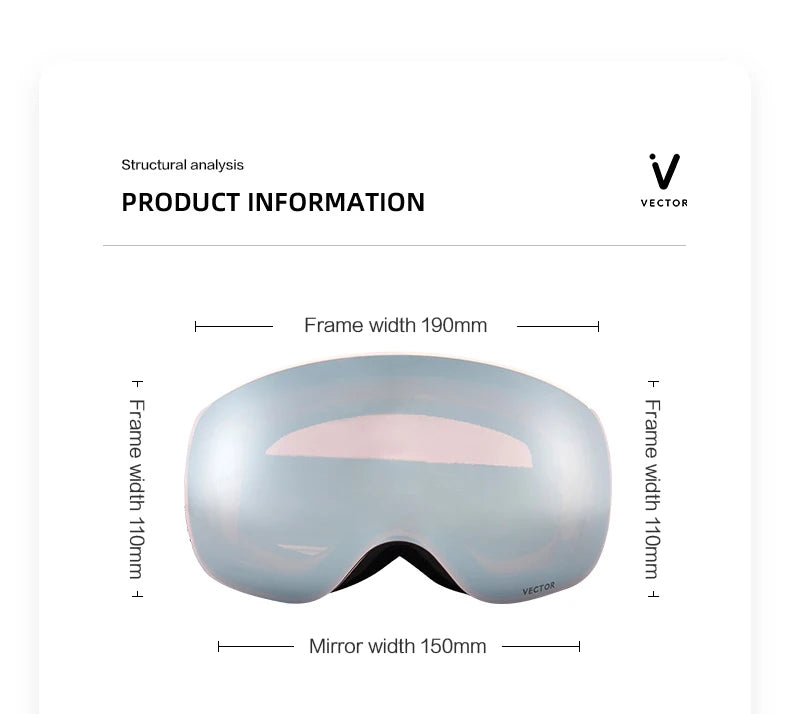 VECTOR OTG Ski Snowboard Goggles Women Men Skiing Eyewear UV 400 Snow Protection Glasses Adult Double Spherical Mirror Magnetic