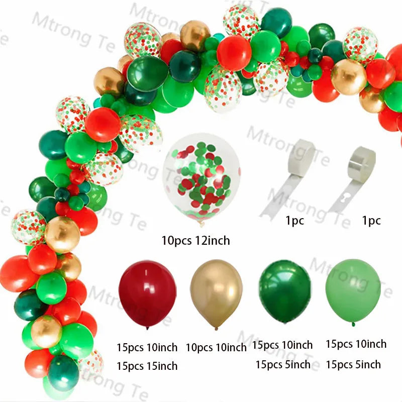 Christmas Balloons Garland Arch Red Green Ballon Crutch Burst Star Santa Gift Box Foil Baloon New Year Decoration Christmas