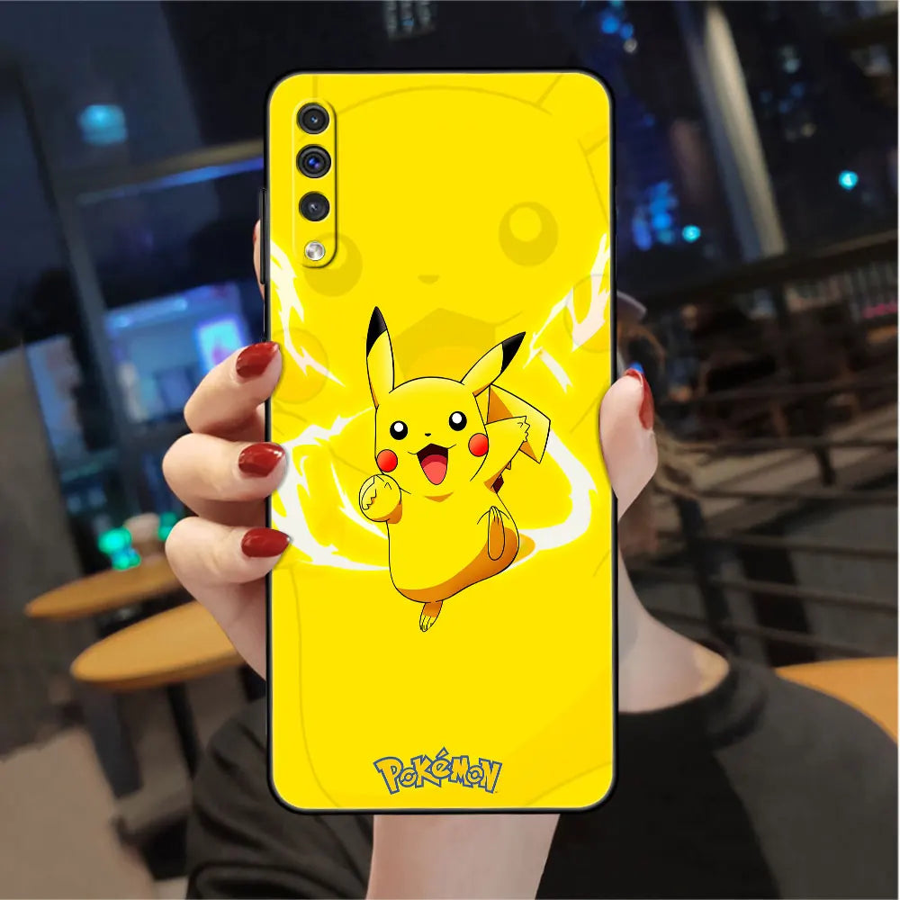 Case For Samsung Galaxy A50 A70 A30 A20s A20e A10 A40 A10s A10e M52 M51 M30s M13 5G Black Phone Cover Pokemon Pikachu