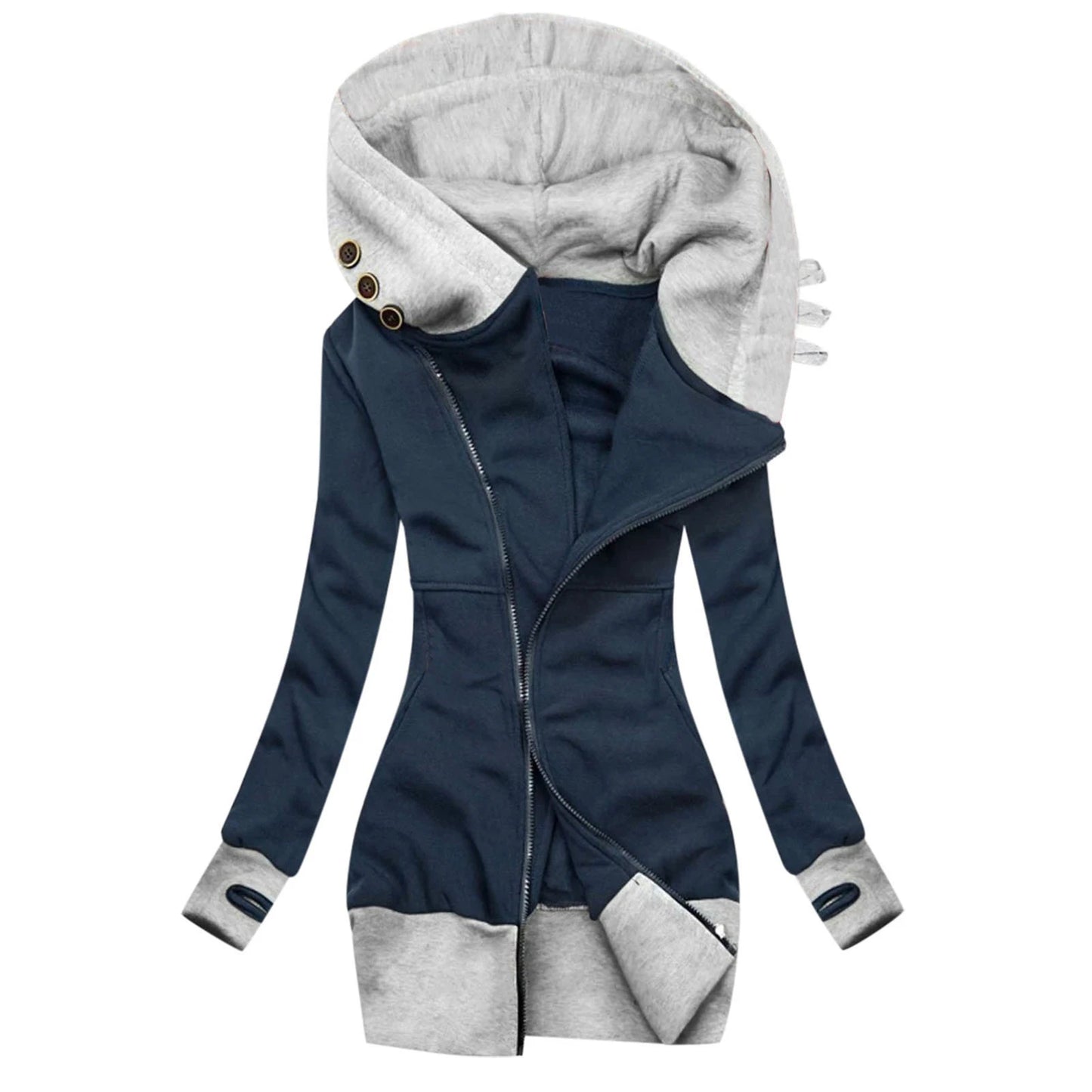 Stylish Hoodie Coat Zipper All Match Outwear Warm Pockets Sweatshirt