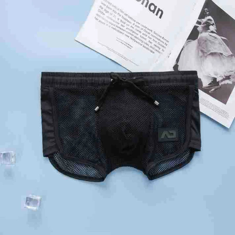 Brand Designer Men's Boxer Underwear Summer Thin Male Square Loose Comfortable Arro Pants Sexy Breathable Mesh Shorts