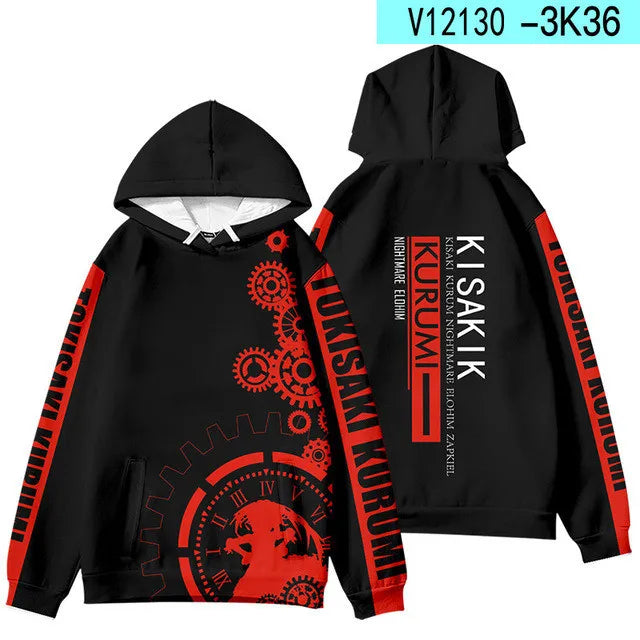 Japan Anime Date A Live Girl Tokisaki Kurumi Nightmare 3D Printed Men's Sweatshirt Hooded Hoodies Harajuku Casual Man Clothing